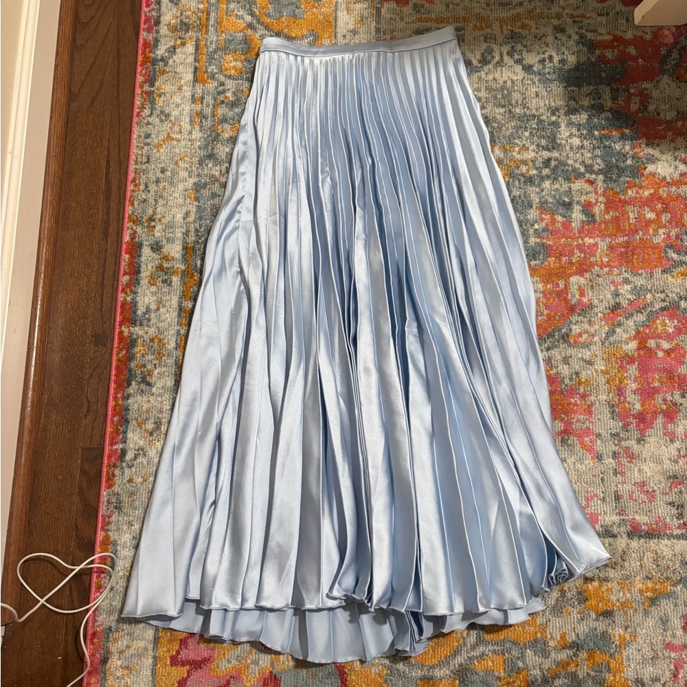 Elegant Light Blue Pleated Skirt